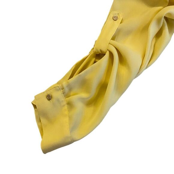 EUC Yellow Chaus NEW York Blouse with Front Bottom Tie - Picture 4 of 6